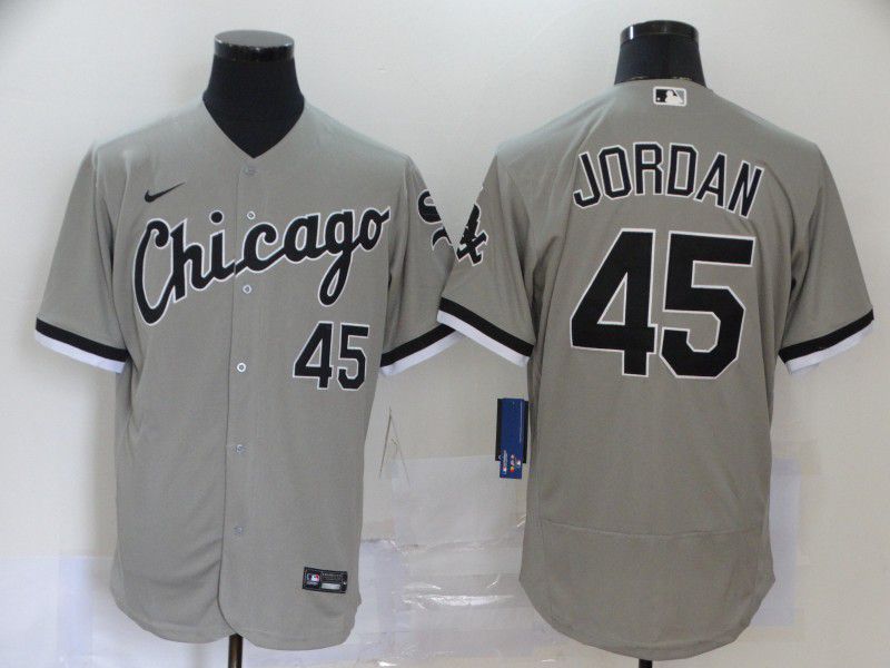 Men Chicago White Sox 45 Jordan Grey Elite Nike MLB Jerseys